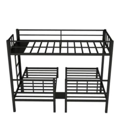 Twin Over Twin Metal Triple Bunk Bed With Ladder, Black-ModernLuxe -ModernLuxe GUEST b5903270 99f9 40ba 898e 65c549c8ed7b
