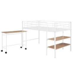 Twin Size Metal Loft Bed With Desk And Shelves - ModernLuxe -ModernLuxe GUEST b6f07ce8 6ce9 4987 b5cc 9b14cbf3f34c