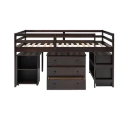 Low Twin Loft Bed With Cabinet And Rolling Portable Desk - ModernLuxe -ModernLuxe GUEST b762ae18 fb72 457f a658 f00275f2ff4a