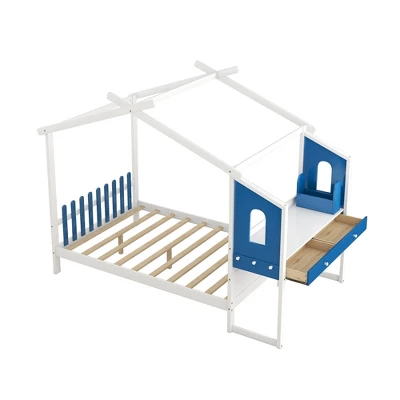 Full Size Platform Bed With Built-in Desk, Two Drawers And Individual Pen Storage - ModernLuxe 5 Full Size Platform Bed With Built-in Desk, Two Drawers And Individual Pen Storage - ModernLuxe - Image 3