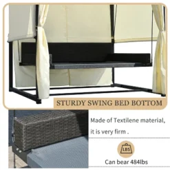 Patio Outdoor 3-Seat PE Rattan Swing Bed With Adjustable Curtains-ModernLuxe 18 Patio Outdoor 3-Seat PE Rattan Swing Bed With Adjustable Curtains-ModernLuxe -ModernLuxe GUEST b8e60318 3bbd 4456 8a50 b5d584c20da3
