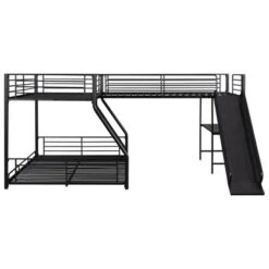 L-Shaped Twin Over Full Bunk Bed With Twin Size Loft Bed,Built-in Desk And Slide, Black - ModernLuxe -ModernLuxe GUEST b9577ee0 60a0 41a2 8404 5db56d5c2832