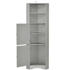 Tall Bathroom Freestanding Corner Cabinet With Door And Adjustable Shelves - ModernLuxe -ModernLuxe GUEST ba081493 e7d1 4ecc b958 b149cafcf3c0
