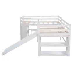 Twin Size L-Shaped Loft Bed With Movable Two-Tier Shelves And Slide - ModernLuxe -ModernLuxe GUEST ba3bd155 950d 441f ac08 30df7735c30e