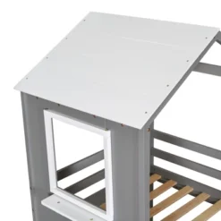 Twin Over Twin Wood Bunk Bed With Roof, Window, Guardrail, And Ladder-ModernLuxe -ModernLuxe GUEST ba533cb5 d588 462b b69e 4bfc3cabbd39