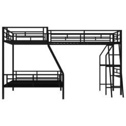 Twin Over Full Metal Bunk Bed With Twin Size Loft Bed And Desk, Black - ModernLuxe -ModernLuxe GUEST ba841b03 d1f8 43a4 9dfd 18fe5b96154e