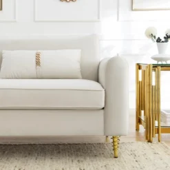 80.3" Modern Velvet Tufted Sofa With 2 Pillows And Gold Legs - ModernLuxe -ModernLuxe GUEST bb1013e4 0925 4ff3 b426 8e48f72586bc