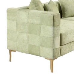 80.5" Modern Upholstered Sofa With Golden Metal Legs And 4 Pillows-ModernLuxe -ModernLuxe GUEST bc0cb391 e670 44de 8980 7ee487c07802