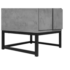 Modern Nightstand With Geometric Elements, Bedside Table With 2 Drawers, Cement Gray-ModernLuxe -ModernLuxe GUEST bc18bf1c 9fea 4b12 a735 9d32644f56e8