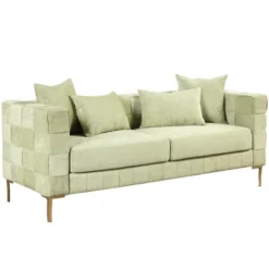 80.5" Modern Upholstered Sofa With Golden Metal Legs And 4 Pillows-ModernLuxe -ModernLuxe GUEST bc21e6a4 3320 4e34 aa41 a005b9070a15