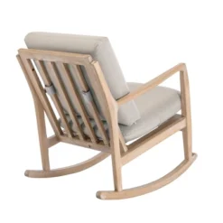 Solid Wood Rocking Chair Upholstered In Linen Fabric, Beige - ModernLuxe -ModernLuxe GUEST bc236ef2 9233 4885 abb4 9a65c0fa4c91