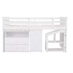 Twin Size Low Loft Bed With Storage Steps And Portable Desk-ModernLuxe -ModernLuxe GUEST bc5aefe2 2a6f 43c4 b4b3 2602380ad6f3