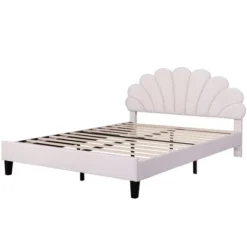 Upholstered Wood Platform Bed With Flower Pattern Velvet Headboard-ModernLuxe -ModernLuxe GUEST bce7cbdd bc77 4011 ae00 2d00f1a14157
