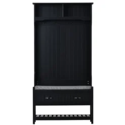 33.5" 3-in-1 Design Hall Tree With 4 Hooks, Coat Hanger And Entryway Storage Bench - ModernLuxe -ModernLuxe GUEST bdd4c177 0206 4c84 aa1b 81e1651d86e7