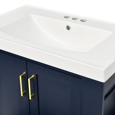 30" Bathroom Vanity With Single Sink, Drawer And Double Sided Storage Shelf, Navy Blue - ModernLuxe 11 30" Bathroom Vanity With Single Sink, Drawer And Double Sided Storage Shelf, Navy Blue - ModernLuxe - Image 9