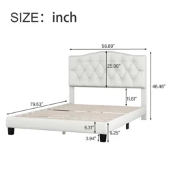 Upholstered Linen Platform Bed Frame With Curved Tufted Headboard Beige-ModernLuxe -ModernLuxe GUEST befe712f 18a7 479e be62 26be893fb051