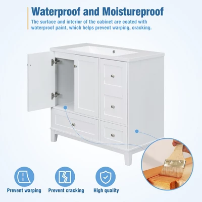 36" Modern Bathroom Vanity With USB Charging Port, 2 Doors And 3 Drawers - ModernLuxe 8 36" Modern Bathroom Vanity With USB Charging Port, 2 Doors And 3 Drawers - ModernLuxe - Image 6