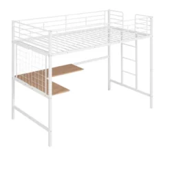 Twin Metal Loft Bed With Desk And Metal Grid - ModernLuxe -ModernLuxe GUEST bfee2b53 96a8 4f4b be2a e9ff31abc8cb