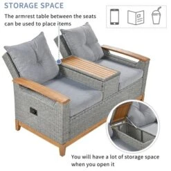 Outdoor Adjustable Loveseat Sofa With Armrests And Storage Space For Patio, Pool And Balcony Etc - ModernLuxe -ModernLuxe GUEST bff3e8d5 2cbd 479b a3ad cc17530920f5