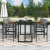 Steel Outdoor Dinner Set With Acacia Wood Handrails For Patio, Balcony Or Backyard,Black - ModernLuxe -ModernLuxe GUEST c022fadf 3ef6 46e2 b432 1e6994b0ec28