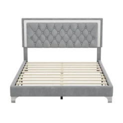 Queen Size Velvet Upholstered Platform Bed Frame With LED Lights And Tufted Headboard-ModernLuxe -ModernLuxe GUEST c043f128 571c 41da a17f 3f1d41ccdc06