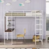 Twin Metal Loft Bed With 2 Shelves And Desk - ModernLuxe -ModernLuxe GUEST c0bbf8fe d520 42d4 92cf e71beb39494a