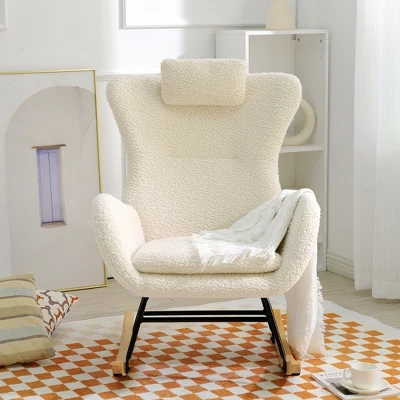 Teddy Tufted Rocking Chair With Rubber Legs - ModernLuxe 3 Teddy Tufted Rocking Chair With Rubber Legs - ModernLuxe