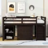 Low Study Full Loft Bed With Cabinets, Shelving And Rolling Portable Desk - ModernLuxe -ModernLuxe GUEST c16a4746 1a4b 4c7d 97fd db1570d3abdb