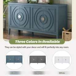 Retro 60" Sideboard With Circular Groove Design And Round Metal Handle-ModernLuxe -ModernLuxe GUEST c1785574 f944 4c9a 859a 6953a07f57df