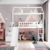 Twin Size House Shape Loft Bed With Two Drawers And Slide - ModernLuxe -ModernLuxe GUEST c1e7304c 4d46 407d 9a19 d5297093bbfe