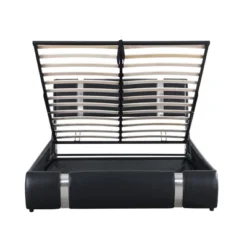 Upholstered Faux Leather Platform Bed With A Hydraulic Storage System-ModernLuxe -ModernLuxe GUEST c1f724f3 e8f9 44a6 8267 4f53e012410d