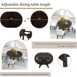 Farmhouse Round Extendable Dining Table With 16" Leaf Wood Kitchen Table - ModernLuxe 13 Farmhouse Round Extendable Dining Table With 16" Leaf Wood Kitchen Table - ModernLuxe -ModernLuxe GUEST c200529c 1d3d 44c1 b1e6 f1e13da0e9ae