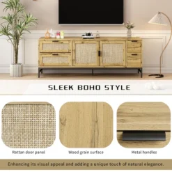 59.09" Elegant Rattan TV Stand With Adjustable Shelves And Wood Grain Finish - ModernLuxe 14 59.09" Elegant Rattan TV Stand With Adjustable Shelves And Wood Grain Finish - ModernLuxe -ModernLuxe GUEST c215210e c1e6 43a6 af05 bf1142702d4d