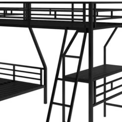 Twin Over Full Metal Bunk Bed With Twin Size Loft Bed And Desk, Black - ModernLuxe -ModernLuxe GUEST c24d6bc1 7737 49a0 925e 7a5703c38c8b