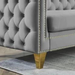 Living Room Modern Velvet Sofa With Button Tufted Square Arms And Metal Legs - ModernLuxe -ModernLuxe GUEST c2726a3e 4d77 45fb 958a 859da57cce4b