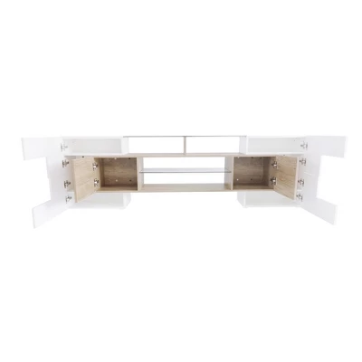 Versatile TV Stand For TVs Up To 80" With 2 Lighted Glass Shelves And LED Color Changing Lights - ModernLuxe 11 Versatile TV Stand For TVs Up To 80" With 2 Lighted Glass Shelves And LED Color Changing Lights - ModernLuxe - Image 9