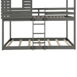 Twin Over Twin Wood Bunk Bed With Roof, Window, Guardrail, Ladder Gray-ModernLuxe -ModernLuxe GUEST c2a99695 9871 4d6f a0bd 6a0b2552fab4