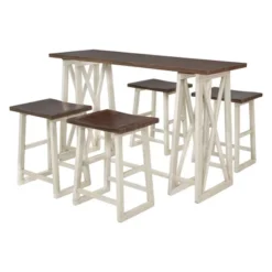 Rustic Wood Counter Height 5-Piece Dining Set With 4 Stools - ModernLuxe -ModernLuxe GUEST c33a82ba 90fd 4831 9461 3b28214291cc