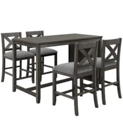 5 PCS Counter Height Wood Dining Table Set-ModernLuxe -ModernLuxe GUEST c366f532 3d21 4ae3 a495 256e8901b9b7