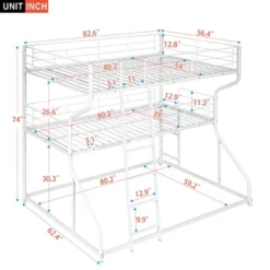 Full XL Over Twin XL Over Queen Size Metal Triple Bunk Bed With Ladder-ModernLuxe -ModernLuxe GUEST c3954769 5ab5 46b8 98cf 00e34cf316ff