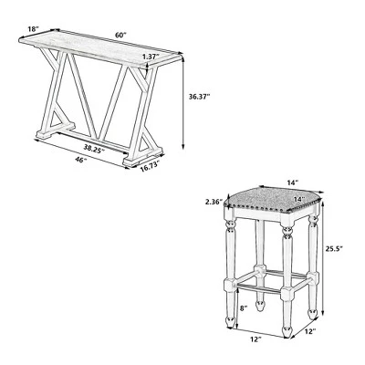 5 PCS Counter Height Wood Dining Table Set, Console Table With Trestle Legs And 4 Stools-ModernLuxe 4 5 PCS Counter Height Wood Dining Table Set, Console Table With Trestle Legs And 4 Stools-ModernLuxe - Image 2