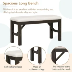 6-Piece Farmhouse Solid Wood Rectangular Dining Table Set With 4 Upholstered Chairs And 1 Bench - ModernLuxe -ModernLuxe GUEST c3e5be05 7200 4c07 a0f8 684b147cb286