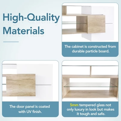 Versatile TV Stand For TVs Up To 80" With 2 Lighted Glass Shelves And LED Color Changing Lights - ModernLuxe 7 Versatile TV Stand For TVs Up To 80" With 2 Lighted Glass Shelves And LED Color Changing Lights - ModernLuxe - Image 5