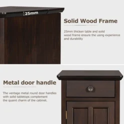 Classic Vintage End Table With USB Ports And A Multipurpose Drawer With Cup Holders - ModernLuxe -ModernLuxe GUEST c452bd29 a14d 48a7 8684 1b6eed64e9ea