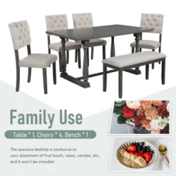 6-Piece Dining Table And Chair Set With Special-Shaped Legs And Foam-covered Seat - ModernLuxe -ModernLuxe GUEST c4759f1e e2aa 4ef7 82f9 62cc93ce04ef