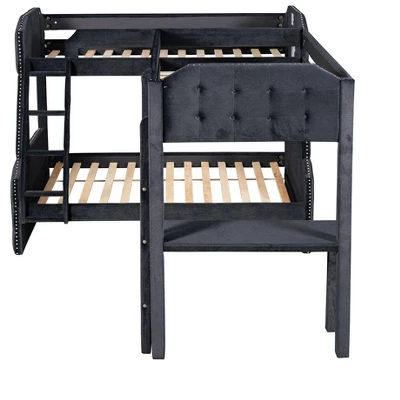 L-Shaped Twin Over Full Bunk Bed And Twin Loft Bed With Desk-ModernLuxe 5 L-Shaped Twin Over Full Bunk Bed And Twin Loft Bed With Desk-ModernLuxe - Image 3