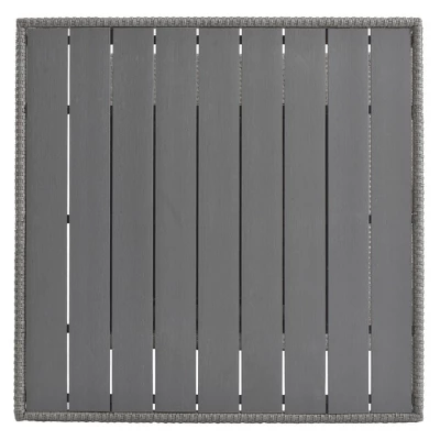 5-Piece Patio Rattan Dining Table Set , Counter Height PE Wicker Square Table Set With Storage Shelf And 4 Padded Stools, Gray-ModernLuxe 8 5-Piece Patio Rattan Dining Table Set , Counter Height PE Wicker Square Table Set With Storage Shelf And 4 Padded Stools, Gray-ModernLuxe - Image 7