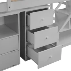 Twin Size Loft Bed With Multifunctional Movable Built-in Desk And Staircase-ModernLuxe -ModernLuxe GUEST c514f23f fa9f 41bb b164 ed891f72fafa