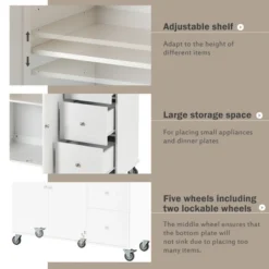 52.7 In. W Mobile Kitchen Island With Drop Leaf Wood Top, Spice Rack And Locking Wheels-ModernLuxe -ModernLuxe GUEST c5b50f18 273a 4f15 bd75 f9579bbb7531