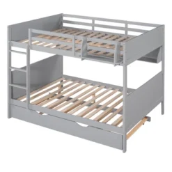 Separable Full-Over-Full Bunk Bed With Twin Size Trundle And Bookshelf - ModernLuxe -ModernLuxe GUEST c6442f8c 87ab 4462 b294 53853d968072